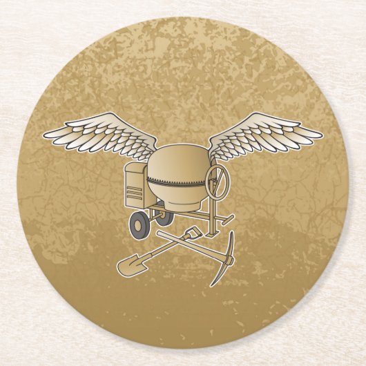 Betonmischer beige runder pappuntersetzer (Vorderseite)