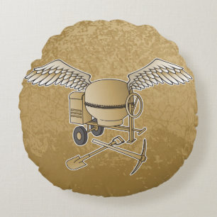 Betonmischer beige rundes kissen