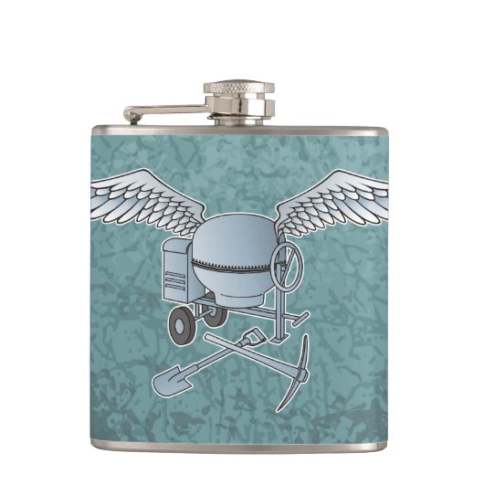 Betonmischer blau-grau flachmann (Vorderseite)