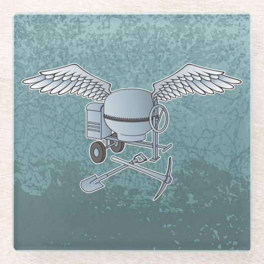 Betonmischer blau-grau glasuntersetzer (Vorderseite)