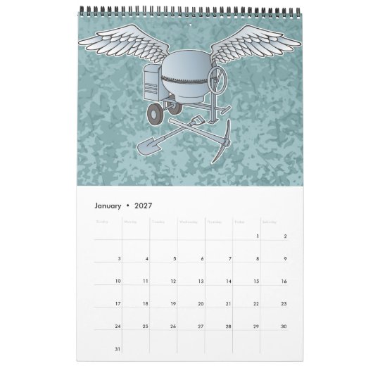 Betonmischer blau-grau kalender (Jan 2027)