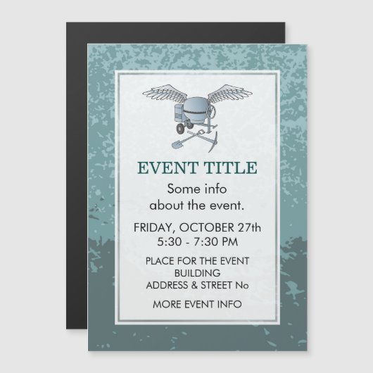 Betonmischer blau-grau magnetkarte (Vorne/Hinten)