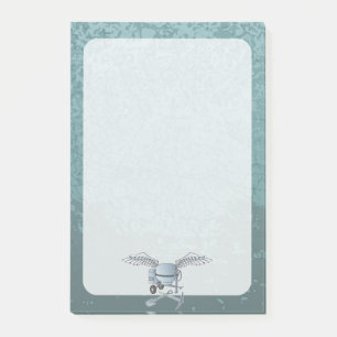 Betonmischer blau-grau post-it klebezettel