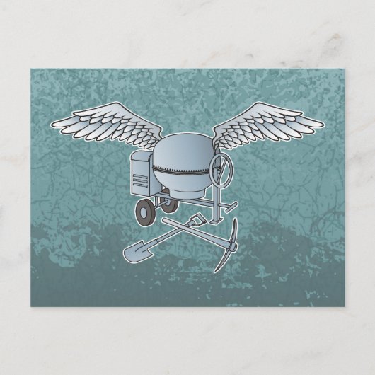 Betonmischer blau-grau postkarte (Vorderseite)