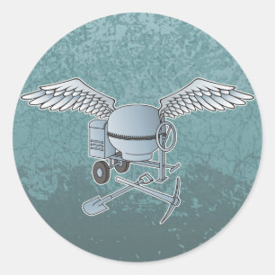 Betonmischer blau-grau runder aufkleber