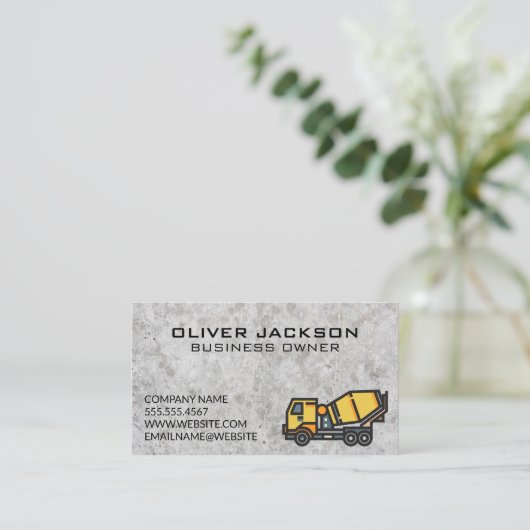 Betonmischer | Konkreter Hintergrund Visitenkarte (Stehend Vorderseite)