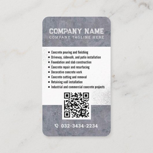 Betonverlegung, Baugewerbe, Betonbetrieb C Visitenkarte (Rückseite)