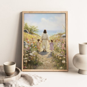 Betrachtet die Lilien _ Christliche Kunst _ Bibel Poster
