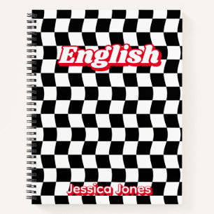 Betreff der Retro-Schwarz-weißen Checkerboard-Schu Notizblock