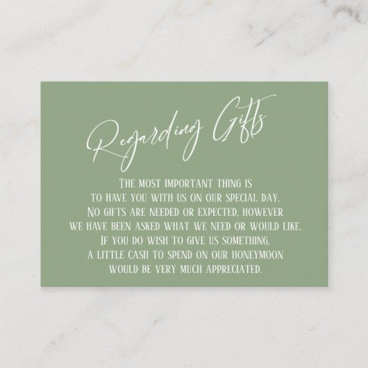 Betreffend Geschenke Handwriting Sage Green Begleitkarte (Vorderseite)