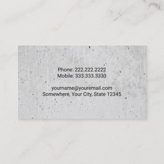 Betreiber von Baugruben für schwere Ausrüstung Visitenkarte (Rückseite)