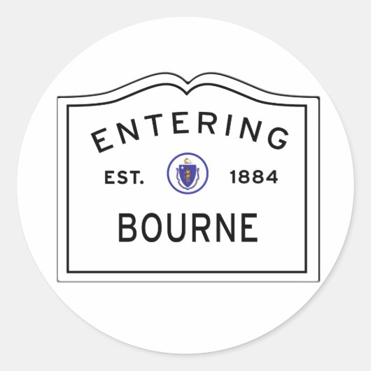 Betreten der Stadt von Bourne MA Runder Aufkleber (Vorderseite)