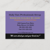 Betreuer freundlich Betreuer Beruflich Visitenkarte (Rückseite)