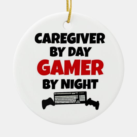 Betreuung durch Day Gamer by Night Keramik Ornament (Vorne)