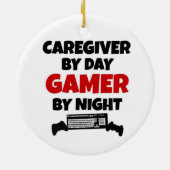 Betreuung durch Day Gamer by Night Keramik Ornament (Hinten)