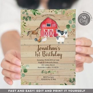 Betrieb Birthday Barnyard Party Einladung