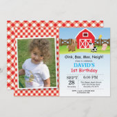 Betrieb Birthday Einladung Barnyard Party (Vorne/Hinten)