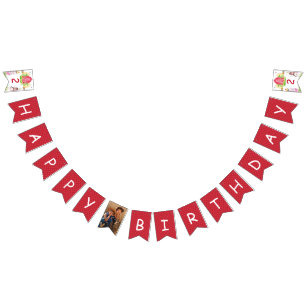 Betrieb Geburtstag Kariertes Personalisiertes Foto Wimpelkette