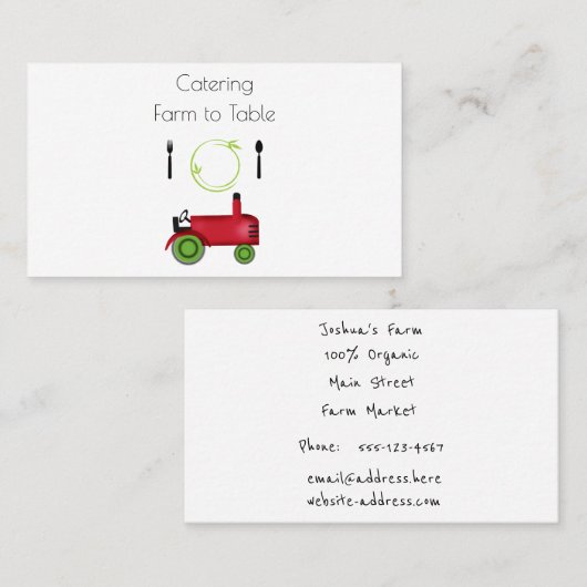 Betrieb in Tabelle Visitenkarte (Vorne/Hinten)