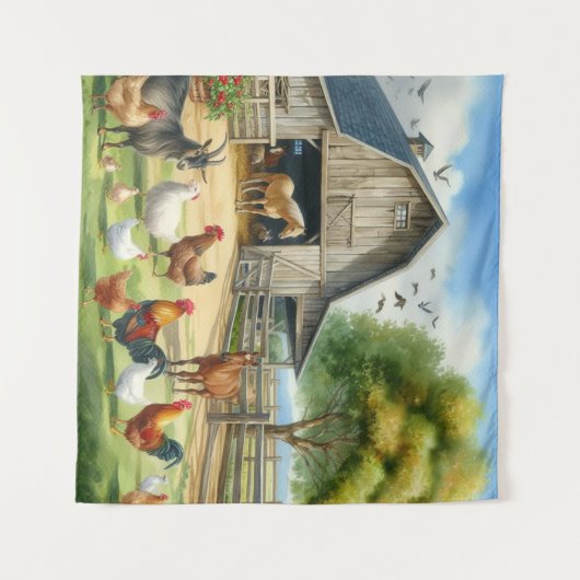 Betrieb mit Tieren Wandteppich (Vorderseite (Horizontal))