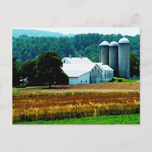 Betrieb mit weißen Silos Postkarte (Vorderseite)
