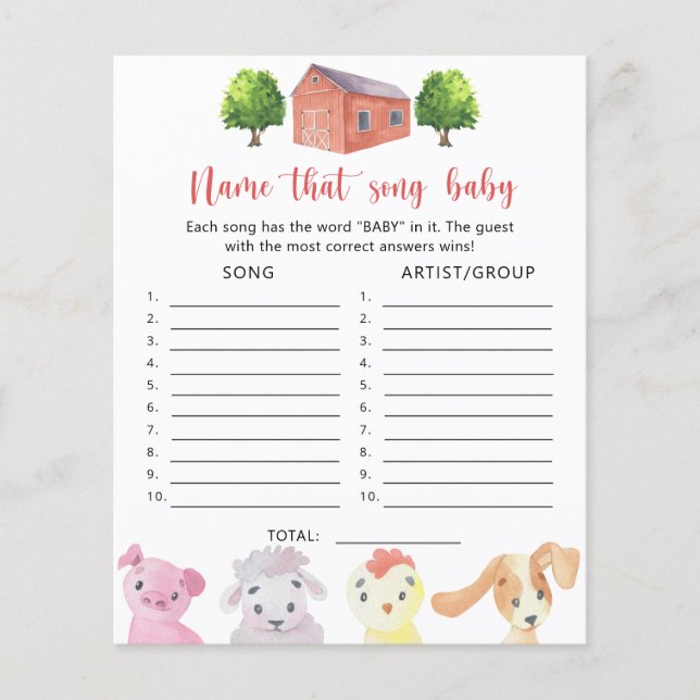 Betrieb - Name dieses Baby Song (Vorderseite)