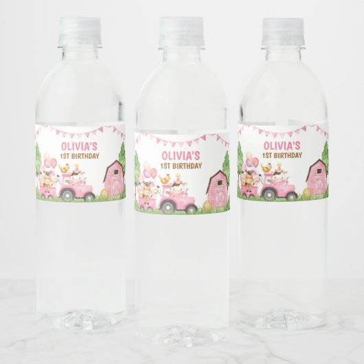 Betrieb, Stalltiere, Barnyard, Ranch Water Bottle Wasserflaschenetikett (Flaschen)