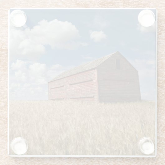 Betriebe | Alte rote Scheune im Weizenfeld Glasuntersetzer (Rückseite)