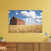 Betriebe | Alte rote Scheune im Weizenfeld Leinwanddruck (Insitu (Wohnzimmer))