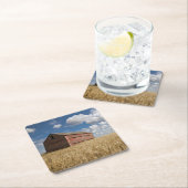 Betriebe | Alte rote Scheune im Weizenfeld Rechteckiger Pappuntersetzer (Vor Ort)