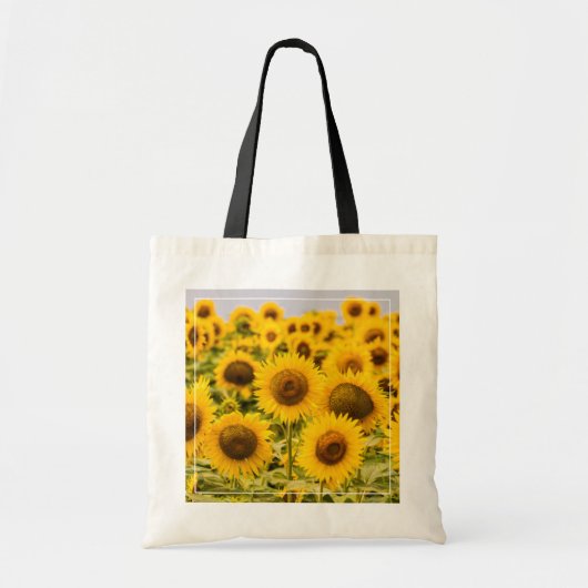 Betriebe | Ein Sonnenblumenfeld Tragetasche (Vorne)