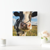 Betriebe | Holstein Kuh Kauen Quadratische Wanduhr (Zuhause)
