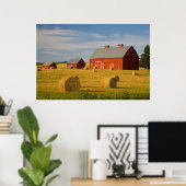 Betriebe | Red Barns Near Hay Bales Poster (Heimbüro)