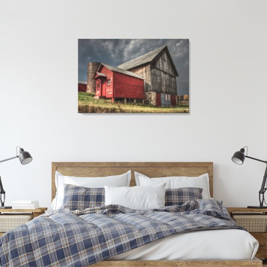 Betriebe | Roter Holzstall in Michigan Leinwanddruck (Insitu (Schlafzimmer))