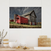 Betriebe | Roter Holzstall in Michigan Poster (Küche)