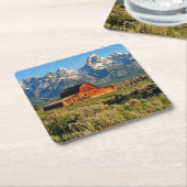 Betriebe | von schneebedeckten Bergen beschatteter Rechteckiger Pappuntersetzer (angewinkelt)