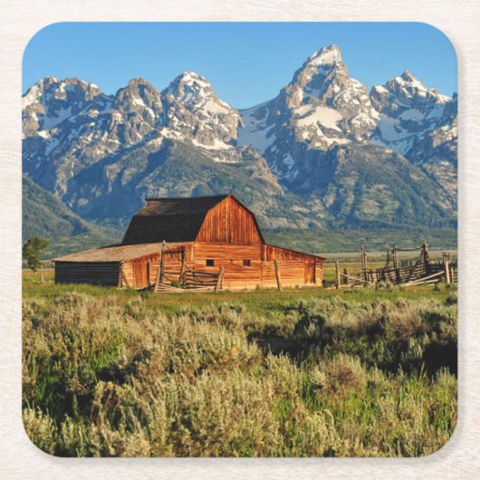 Betriebe | von schneebedeckten Bergen beschatteter Rechteckiger Pappuntersetzer (Vorderseite)