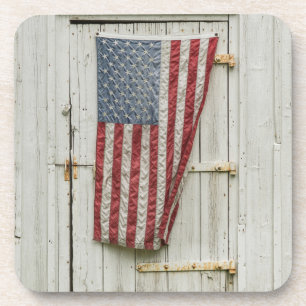 Betriebe Weiße Barenttür mit amerikanischer Flag Getränkeuntersetzer