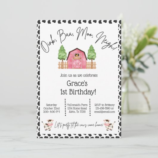 Betriebsinhaber Einladung zum Geburtstag - Kuhdruc (Stehend Vorderseite)