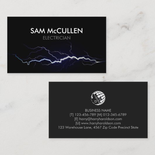 Betriebskarte des elektrischen Unternehmers Visitenkarte (Vorne/Hinten)