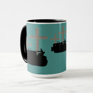 BETRIEBSMINEER BULLDOZER VINTAG CROSS JESUS TASSE