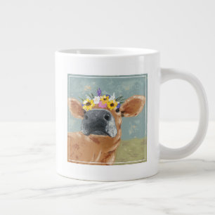 Betriebsmittel - Kuh mit Blume Kronen Jumbo-Tasse