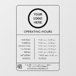 Betriebsstunden für Berufliche Firmenlogos Fensteraufkleber