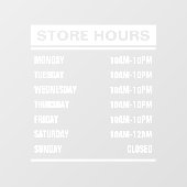 Betriebszeiten im Business Shop Fensteraufkleber (Blatt)