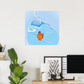 Betroffener Fisch mit Blasen Poster (Heimbüro)