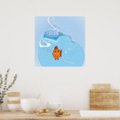 Betroffener Fisch mit Blasen Poster (Küche)