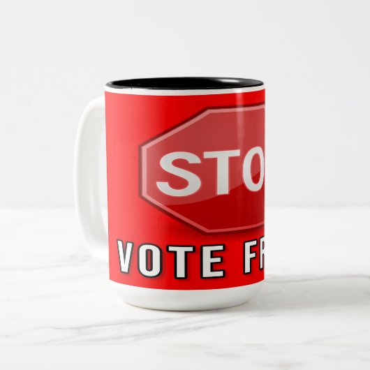 Betrug bei der Abstimmung beenden Zweifarbige Tasse (Vorderseite Links)