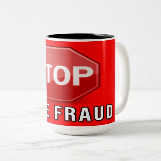 Betrug bei der Abstimmung beenden Zweifarbige Tasse (VorderseiteRechts)