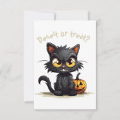 Betrug oder Leckerei? Funny Evil Black Cat Hallowe Dankeskarte (Vorderseite)