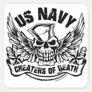 Betrüger des Todes Corpsmanup.com Quadratischer Aufkleber